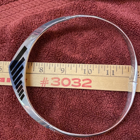 Sterling silver and onyx choker necklace (91 grams) - Picture 8 of 8